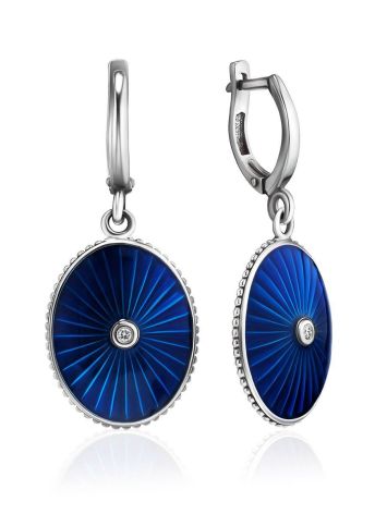 Blue Enamel Silver Dangles With Diamonds The Heritage, image 