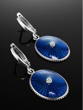 Blue Enamel Silver Dangles With Diamonds The Heritage, image , picture 2