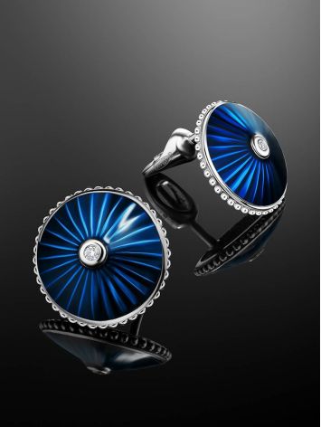 Blue Enamel Diamond Stud Earrings The Heritage, image , picture 2
