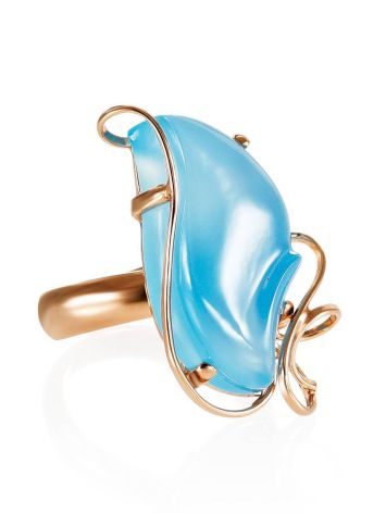 Gold Plated Silver Cocktail Ring With Chalcedony The Serenade, Ring Size: Adjustable, image 