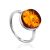 Minimalist Design Silver Amber Ring The Monaco, Ring Size: 9 / 19, image 