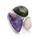 Amazing Silver Cocktail Ring With Multicolor Stones Bella Terra, Ring Size: 9 / 19, image 
