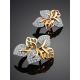 Floral Design Gold Crystal Earrings, image , picture 2