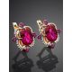 Amazing Golden Earrings With Ruby And Diamonds, image , picture 2