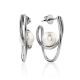 Curvaceous Silver Pearl Stud Earrings The Palazzo, image 
