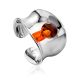 Fashionable Silver Amber Adjustable Ring The Palazzo, Ring Size: Adjustable, image 