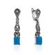 Feminine Silver Turquoise Dangle Earrings The Lace, image 