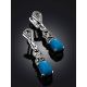 Feminine Silver Turquoise Dangle Earrings The Lace, image , picture 2