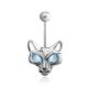Catlike Design Silver Topaz Belly Button Ring, image 