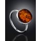Minimalist Design Silver Amber Ring The Monaco, Ring Size: 9.5 / 19.5, image , picture 2