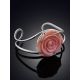 Rose Motif Silver And Oyster Shell Cuff Bracelet, image , picture 2
