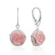 Voluptuous Rose Motif Silver And Shell Earrings, image 