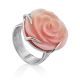 Rose Motif Silver And Spiny Oyster Shell Ring, Ring Size: Adjustable, image 