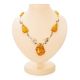 Exclusive Golden Amber Necklace With Nacre The Atlantis, image 