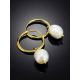 18ct Gold on Sterling Silver ​Hoop Earrings with Pearl Charm The Palazzo, image , picture 2