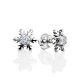 Silver Snowflake Stud Earrings With Crystals The Aurora									, image 
